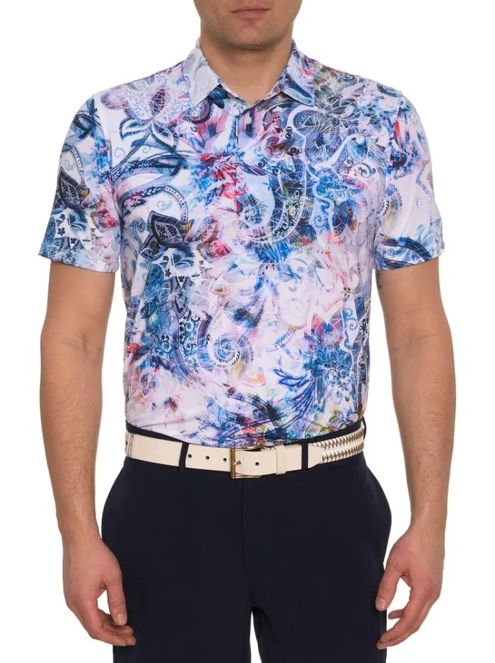 Men AURORA PAISLEY PERFORMANCE POLO Multi Robert Graham Polos and TShirts
