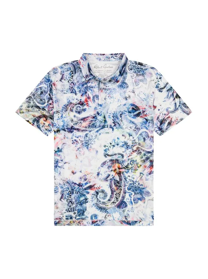 Men AURORA PAISLEY PERFORMANCE POLO Multi Robert Graham Polos and TShirts
