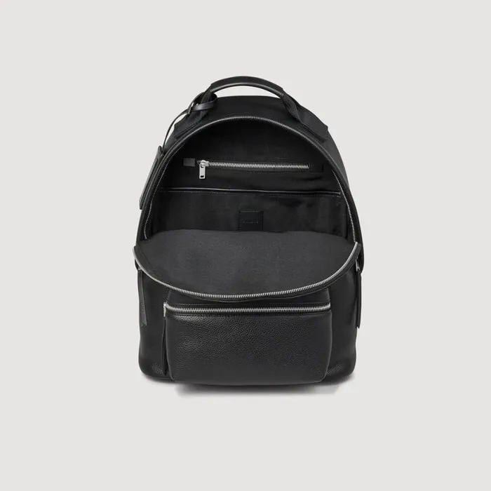 Men Backpacks SANDRO Coated Canvas Backpack Black