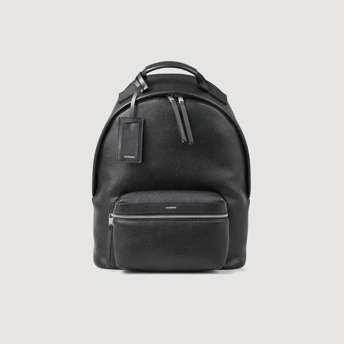 Men Backpacks SANDRO Coated Canvas Backpack Black