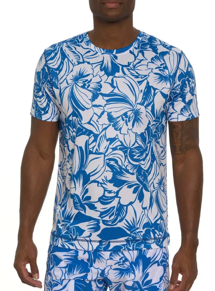 Men BEACH HIBISCUS PERFORMANCE GRAPHIC TSHIRT Blue Robert Graham Polos and TShirts