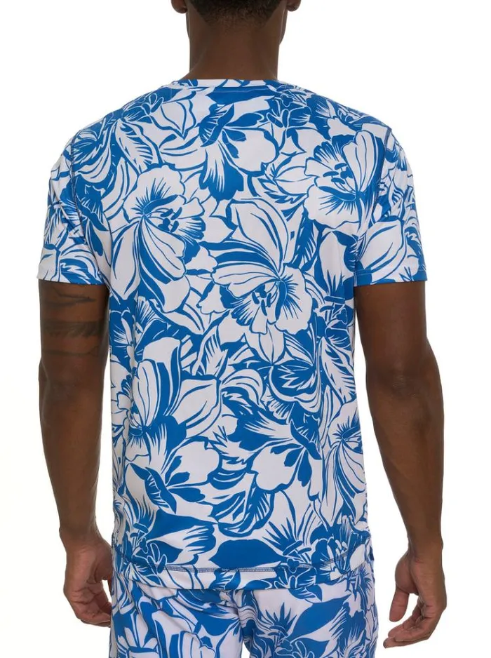 Men BEACH HIBISCUS PERFORMANCE GRAPHIC TSHIRT Blue Robert Graham Polos and TShirts