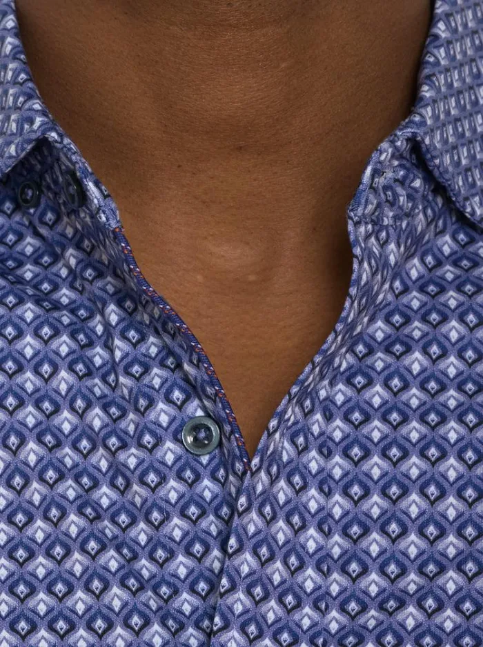 Men BERNARDI MOTION LONG SLEEVE KNIT BUTTON DOWN SHIRT Blue Robert Graham Sweaters and Knits