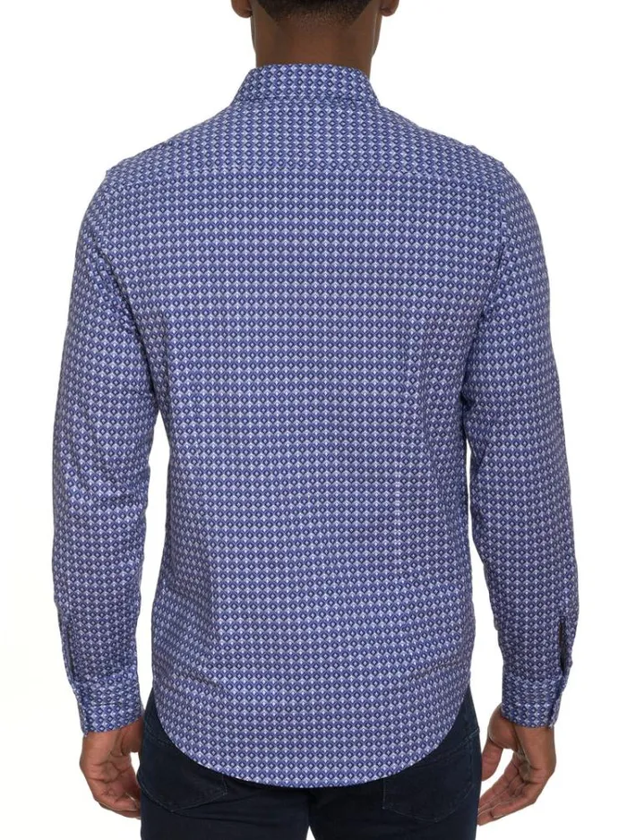 Men BERNARDI MOTION LONG SLEEVE KNIT BUTTON DOWN SHIRT Blue Robert Graham Sweaters and Knits
