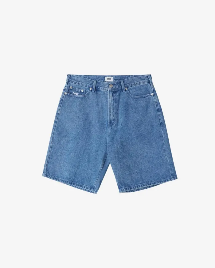 Men BIGWIG BAGGY DENIM SHORT Light Indigo OBEY Clothing BIGWIG