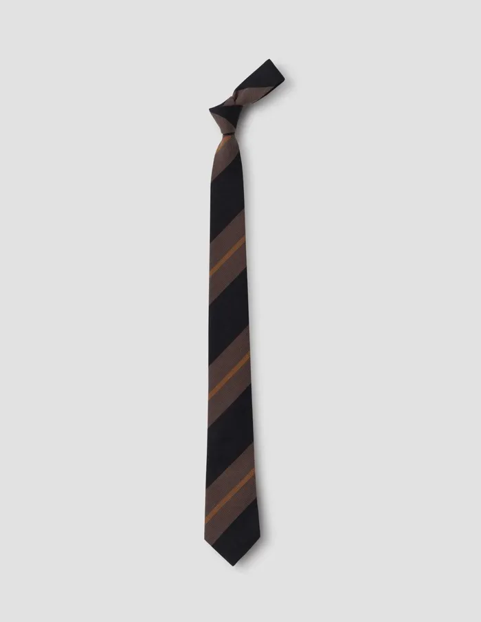 Men Block Stripe Tie Black Tan Margaret Howell Ties and Scarves