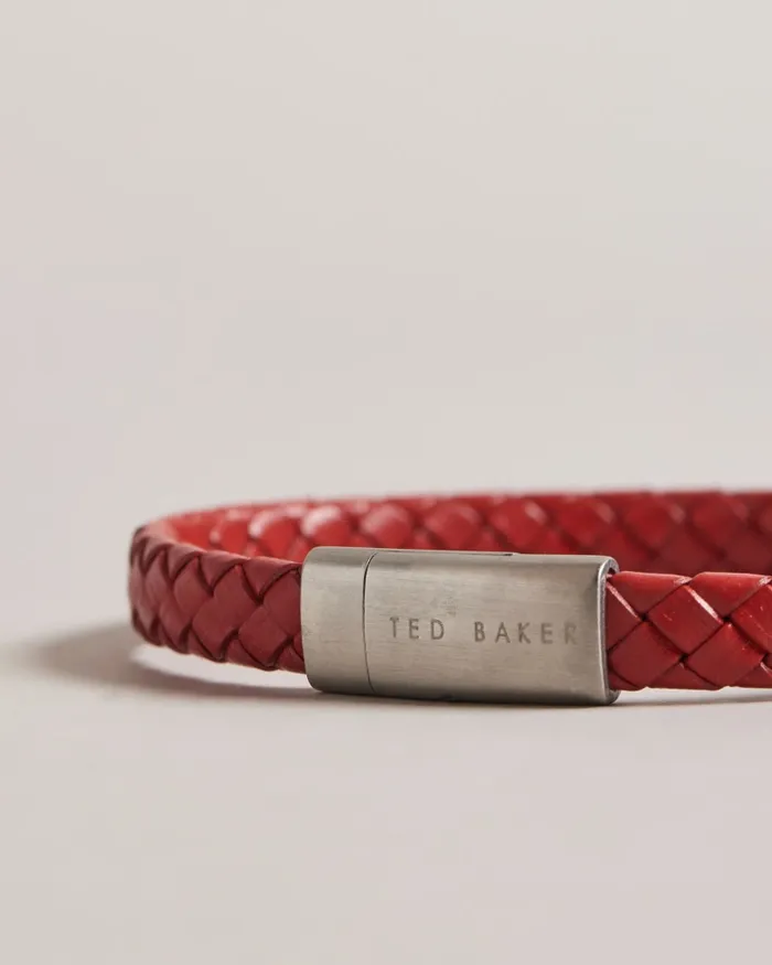 Men BRADLY 8211 Woven Leather Bracelet Oxblood Ted Baker Watches and Jewellery