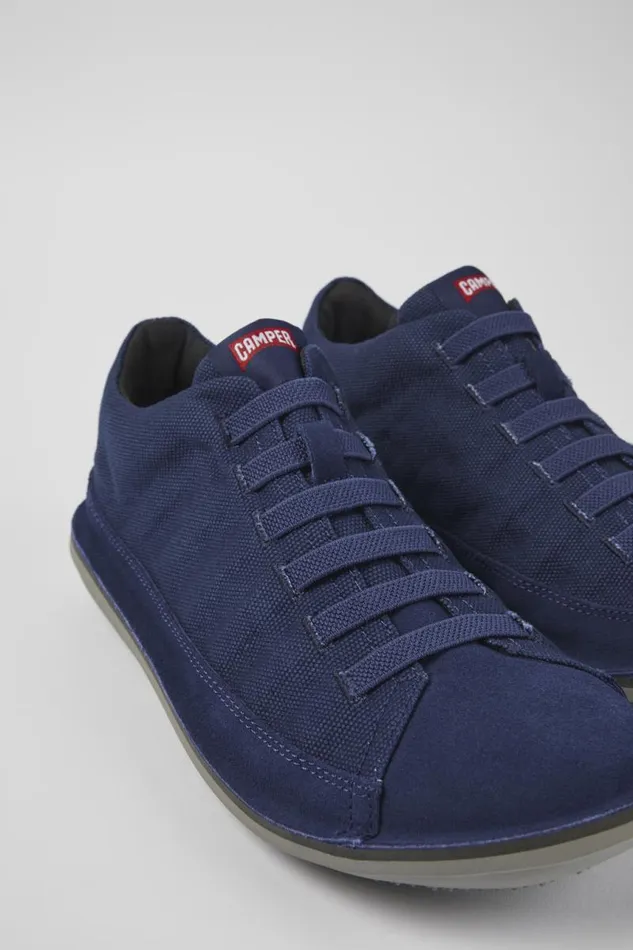 Men Camper Ankle Boots Beetle Blue TextileNubuck Basket Bootie
