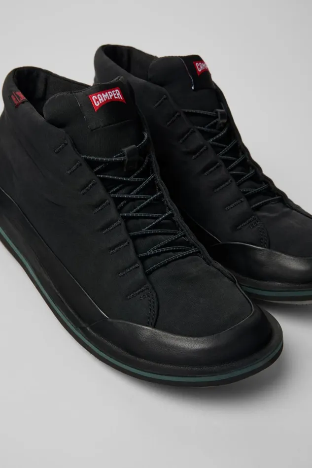 Men Camper Ankle Boots Beetle PrimaLoft Black Textile And Leather Ankle Boots