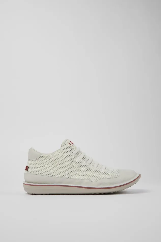 Men Camper Ankle Boots Beetle White TextileLeather Basket Bootie