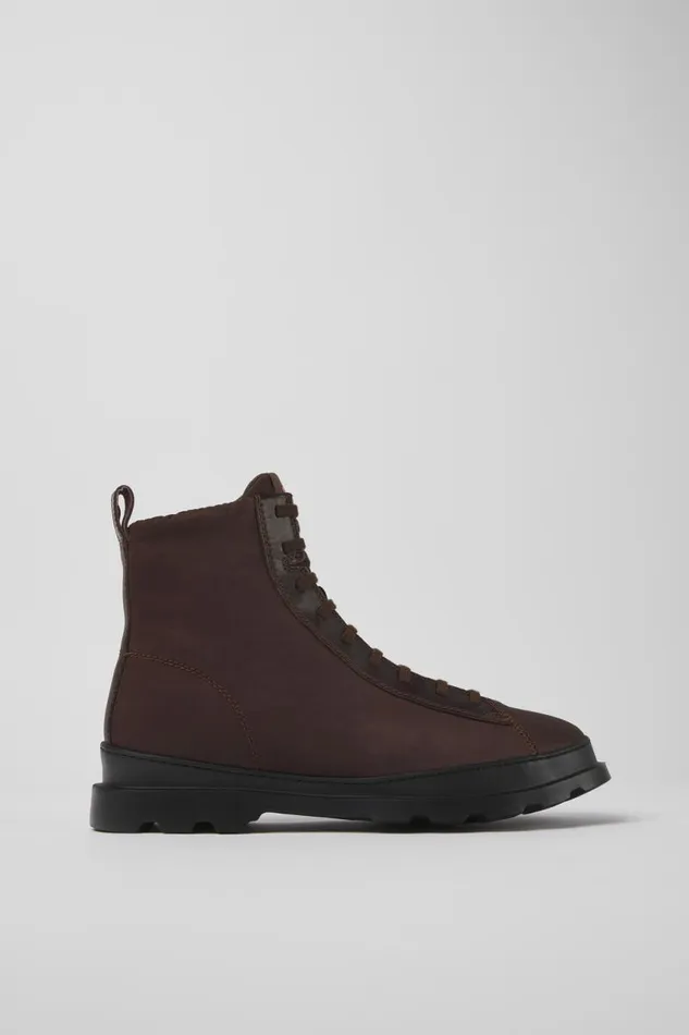 Men Camper Ankle Boots Brutus Brown Textile And Leather Ankle Boots