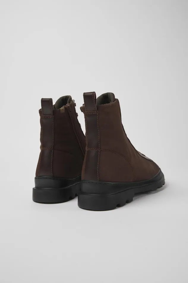 Men Camper Ankle Boots Brutus Brown Textile And Leather Ankle Boots