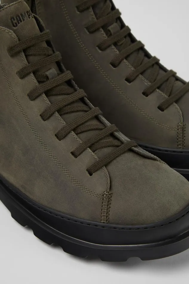 Men Camper Ankle Boots Brutus Dark Green Nubuck Ankle Boots