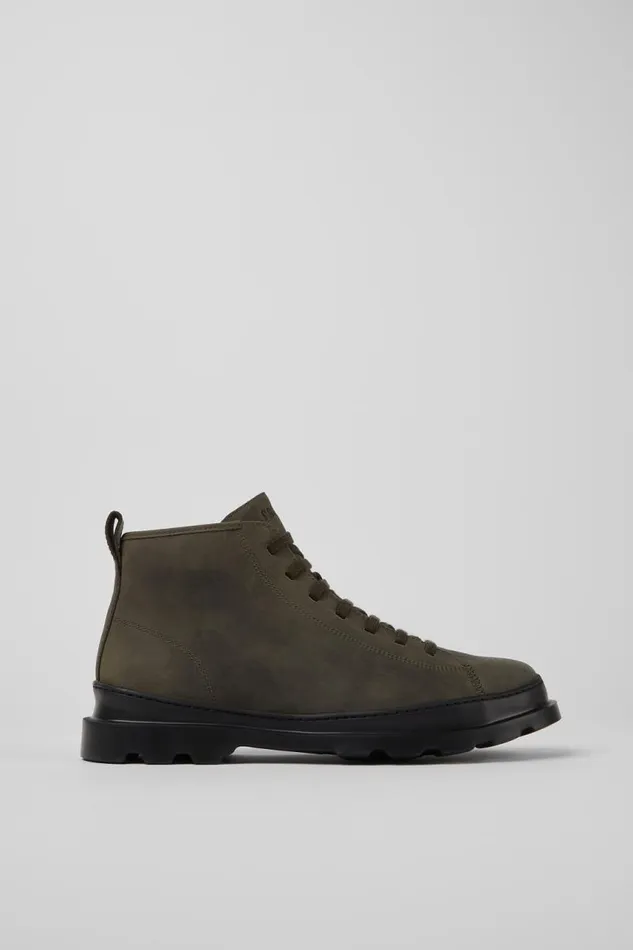 Men Camper Ankle Boots Brutus Dark Green Nubuck Ankle Boots