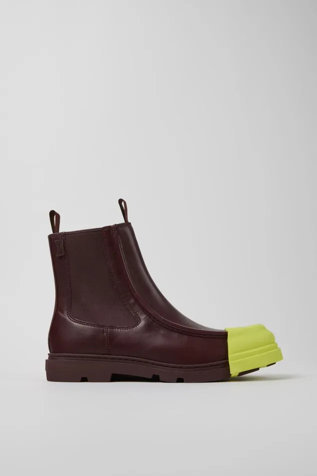 Men Camper Ankle Boots Junction Burgundy Leather Ankle Boot