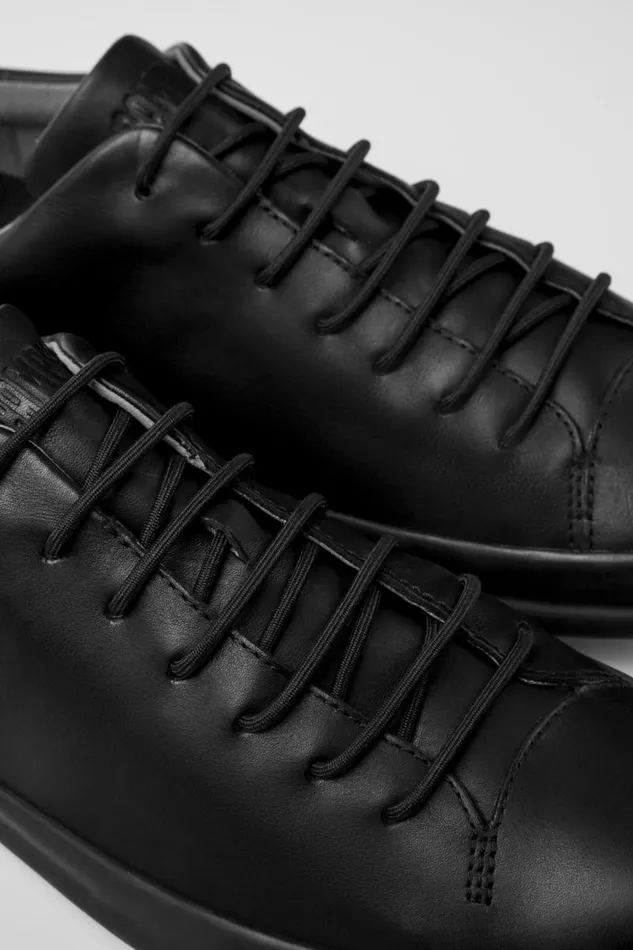 Men Camper Casual Shoes Chasis Black Leather Shoe
