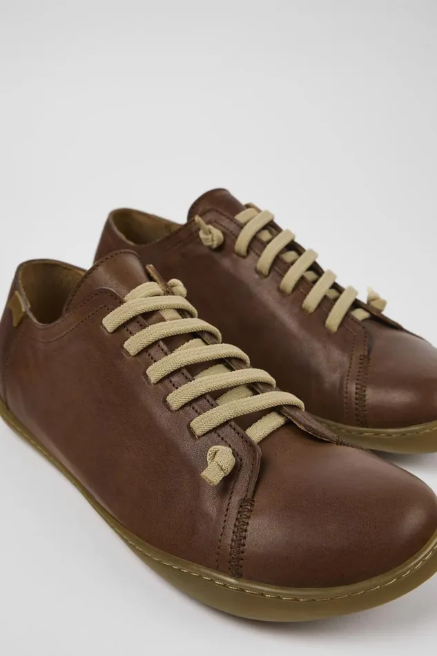 Men Camper Casual Shoes Peu Brown Leather Shoe