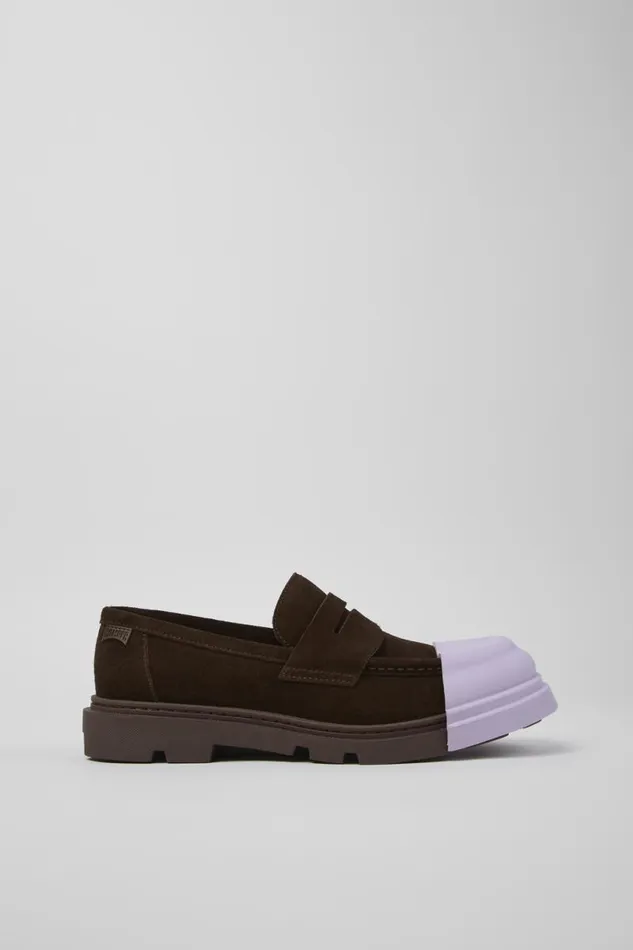 Men Camper Formal Shoes Junction Brown Nubuck Moccasin