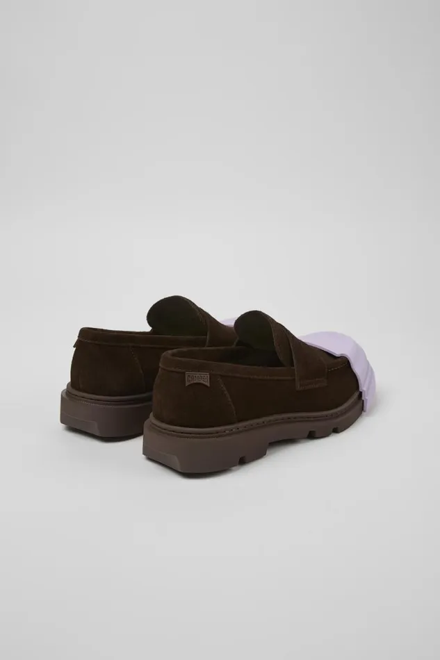 Men Camper Formal Shoes Junction Brown Nubuck Moccasin
