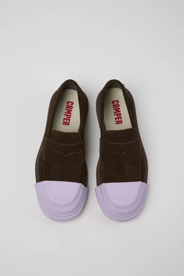 Men Camper Formal Shoes Junction Brown Nubuck Moccasin