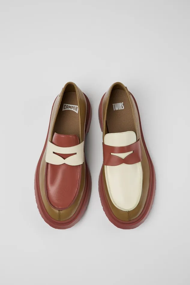 Men Camper Formal Shoes Twins Multicolored Leather Moccasin Men Camper Formal Shoes Twins Multicolored Leather Moccasin