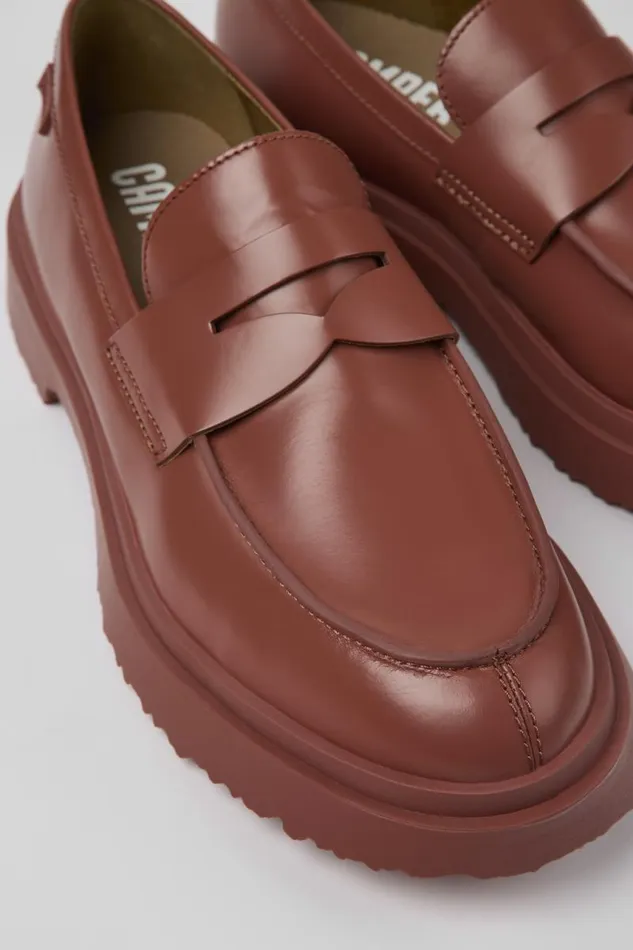 Men Camper Formal Shoes Walden Red Leather Moccasin