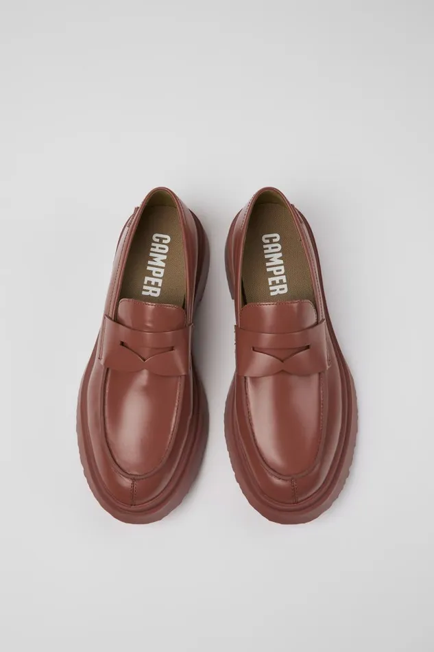 Men Camper Formal Shoes Walden Red Leather Moccasin Men Camper Formal Shoes Walden Red Leather Moccasin