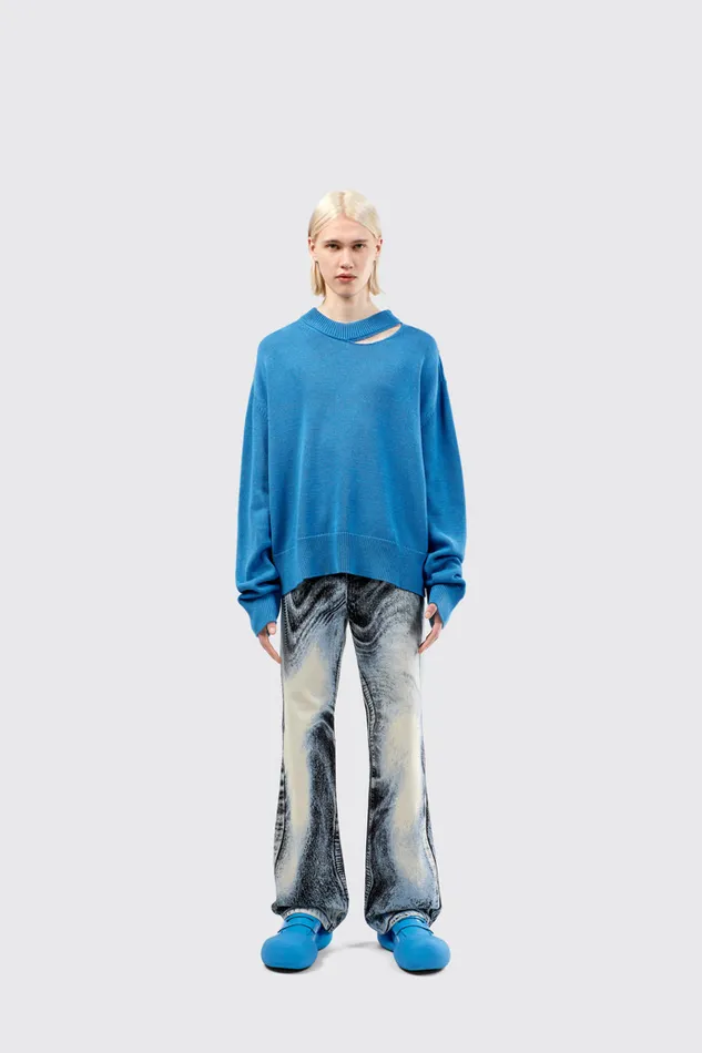 Men Camper Knit Melange Knit Sweater Blue Melange Knit Sweater Men Camper Knit Melange Knit Sweater Blue Melange Knit Sweater