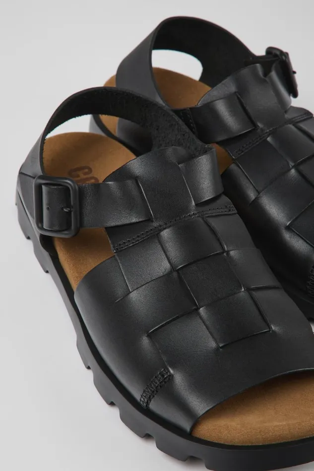 Men Camper Sandals Brutus Sandal Black Leather Sandals