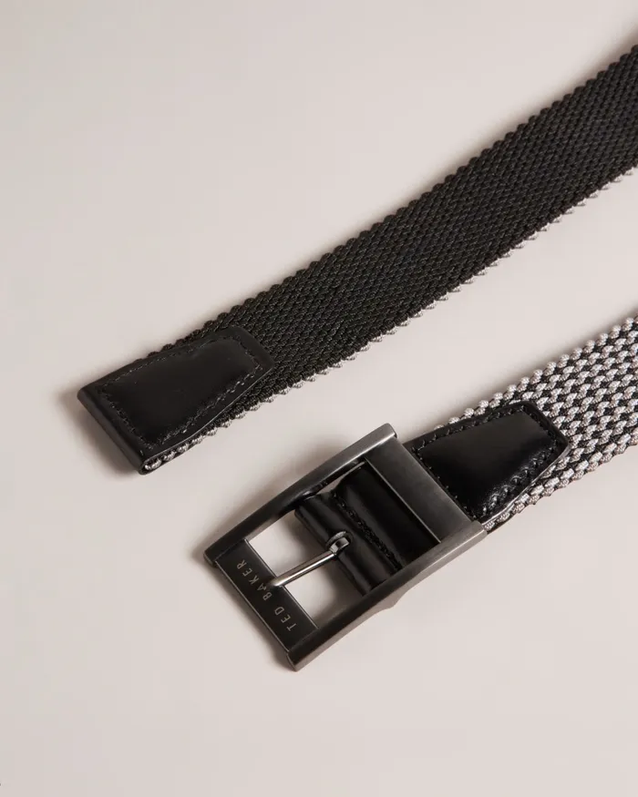 Men COLUMMM 8211 Reversible Woven Elastic Belt Black Ted Baker Belts