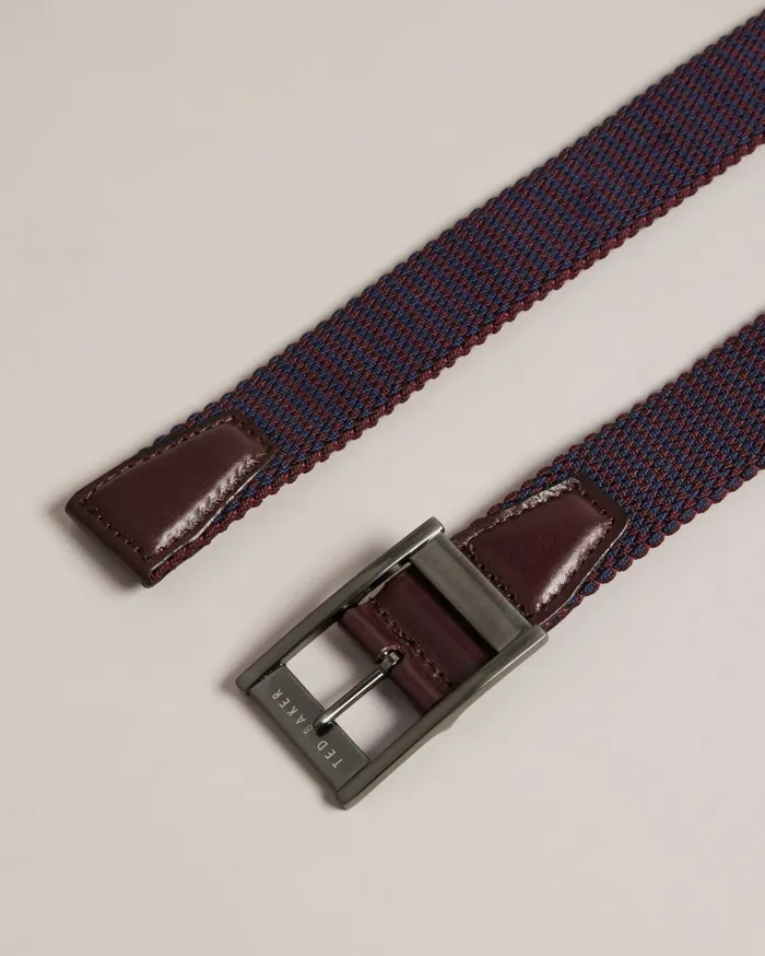 Men COLUMMM 8211 Reversible Woven Elastic Belt Oxblood Ted Baker Belts