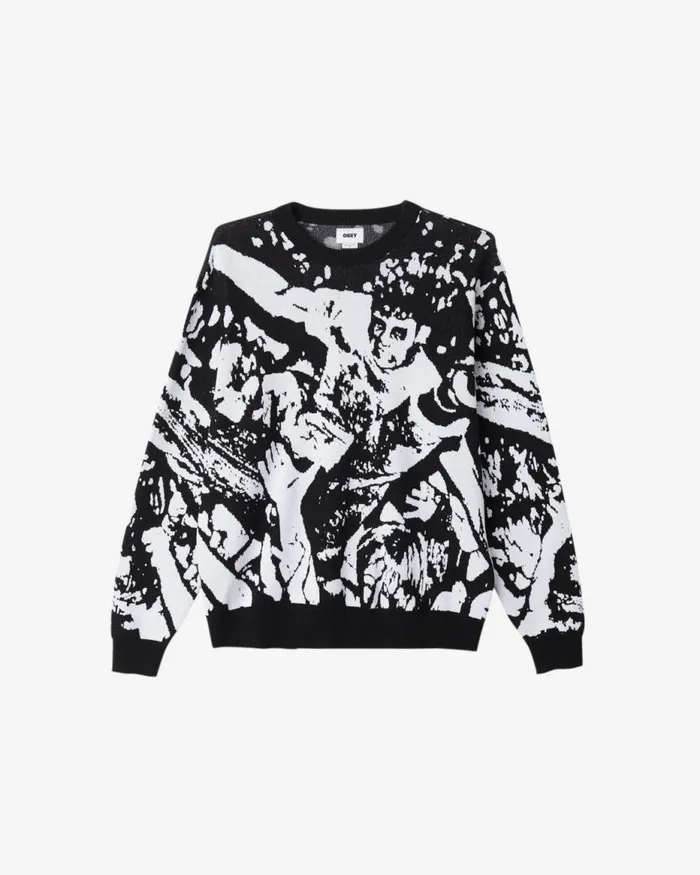 Men CROWD SURFING SWEATER Black Multi OBEY Clothing SWEATERS