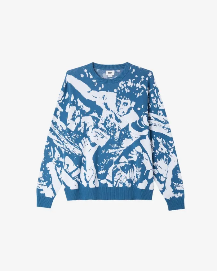 Men CROWD SURFING SWEATER Black Multi OBEY Clothing SWEATERS