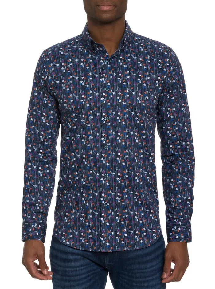 Men EGGER LONG SLEEVE KNIT BUTTON DOWN SHIRT Multi Robert Graham Button Down Shirts