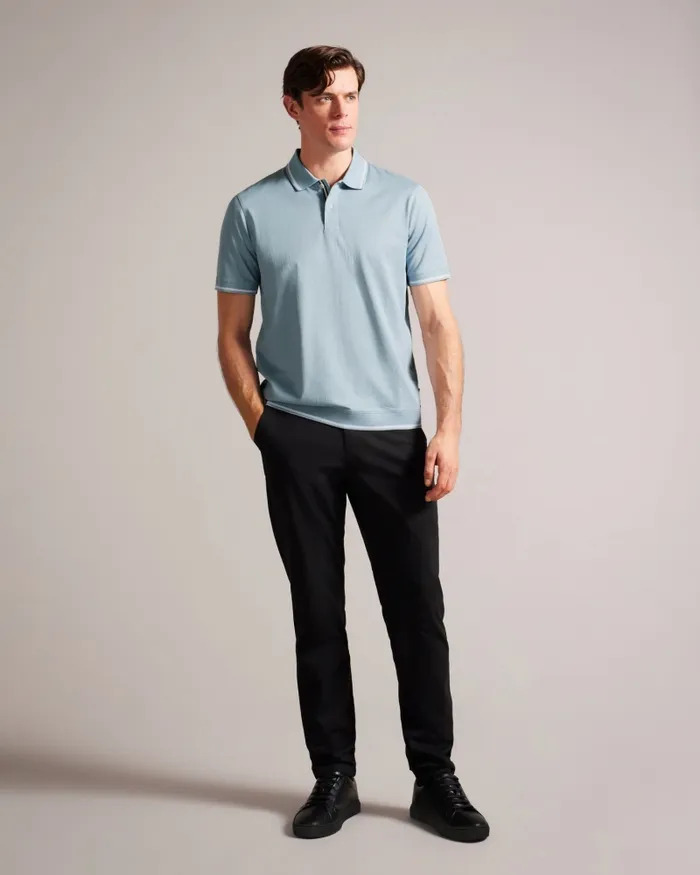 Men ERWEN 8211 Regular Fit Textured Polo Shirt Light Blue Ted Baker Polo Shirts Men ERWEN 8211 Regular Fit Textured Polo Shirt Light Blue Ted Baker Polo Shirts