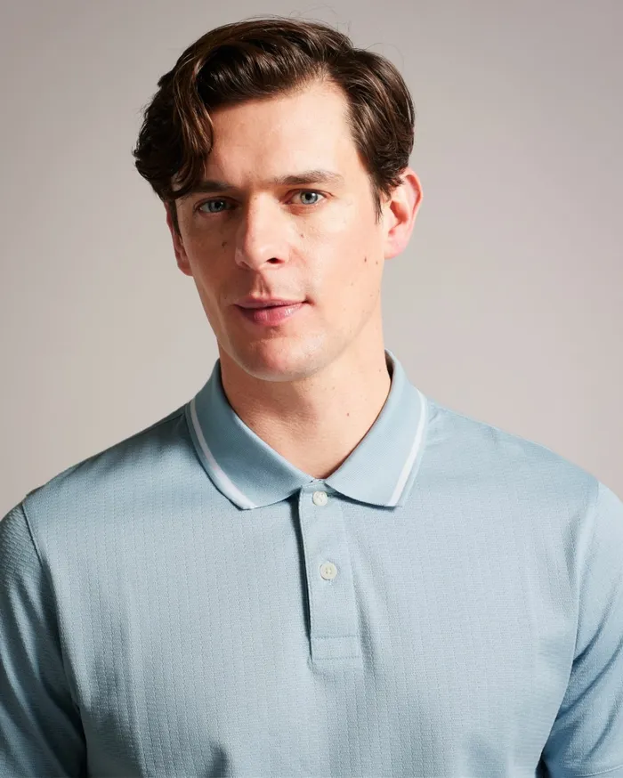 Men ERWEN 8211 Regular Fit Textured Polo Shirt Light Blue Ted Baker Polo Shirts Men ERWEN 8211 Regular Fit Textured Polo Shirt Light Blue Ted Baker Polo Shirts
