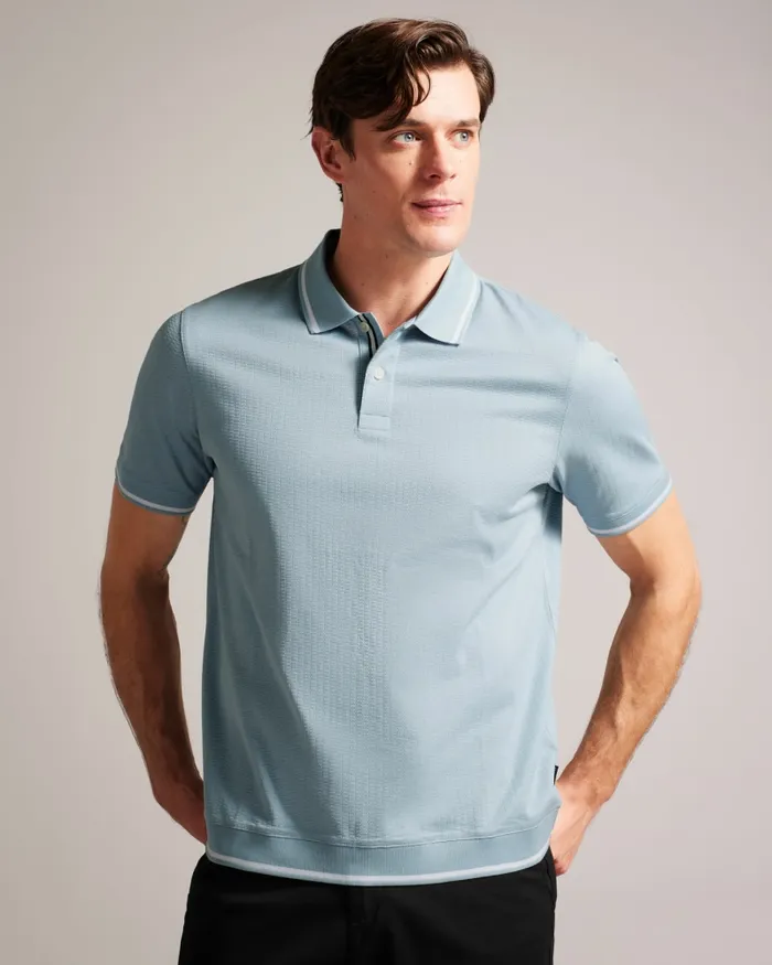 Men ERWEN 8211 Regular Fit Textured Polo Shirt Light Blue Ted Baker Polo Shirts Men ERWEN 8211 Regular Fit Textured Polo Shirt Light Blue Ted Baker Polo Shirts