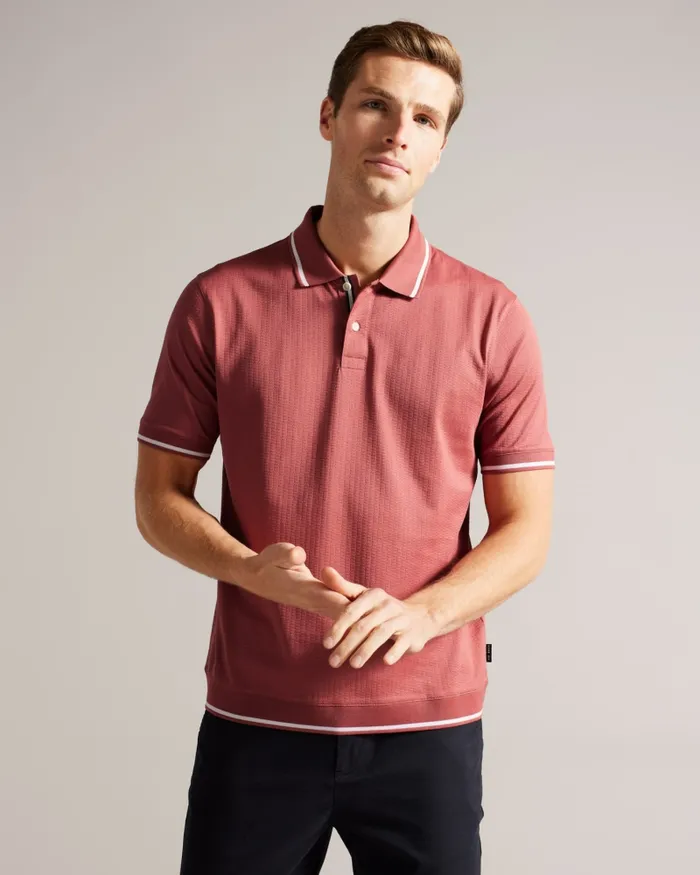 Men ERWEN 8211 Regular Fit Textured Polo Shirt Medium Pink Ted Baker Polo Shirts Men ERWEN 8211 Regular Fit Textured Polo Shirt Medium Pink Ted Baker Polo Shirts
