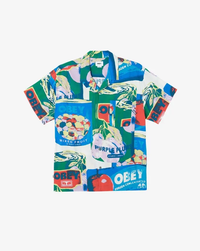 Men FRUIT CANS SS SHIRT Black Multi OBEY Clothing TOPS