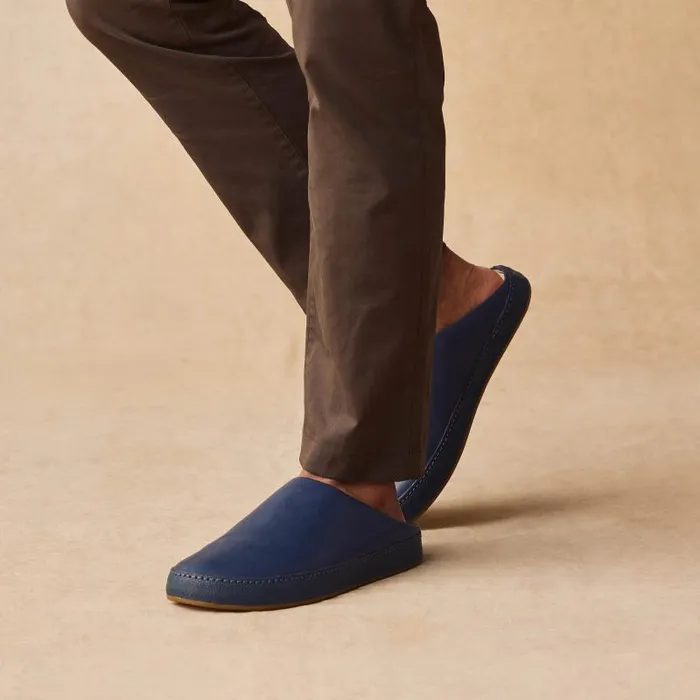 Men Hmani Mens Leather Mules Depth Indigo Olukai SlipOn Men Hmani Mens Leather Mules Depth Indigo Olukai SlipOn