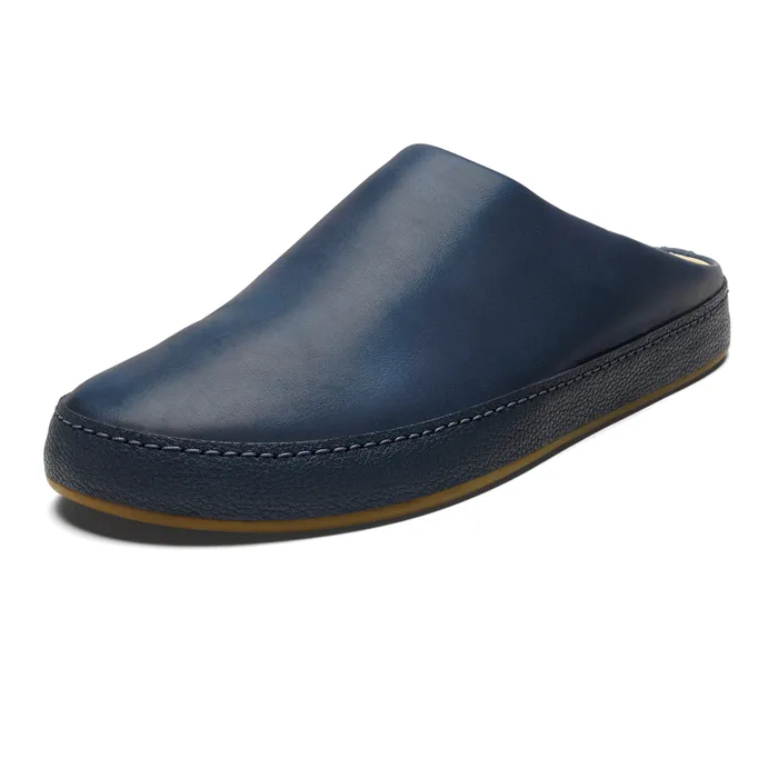Men Hmani Mens Leather Mules Depth Indigo Olukai SlipOn Men Hmani Mens Leather Mules Depth Indigo Olukai SlipOn