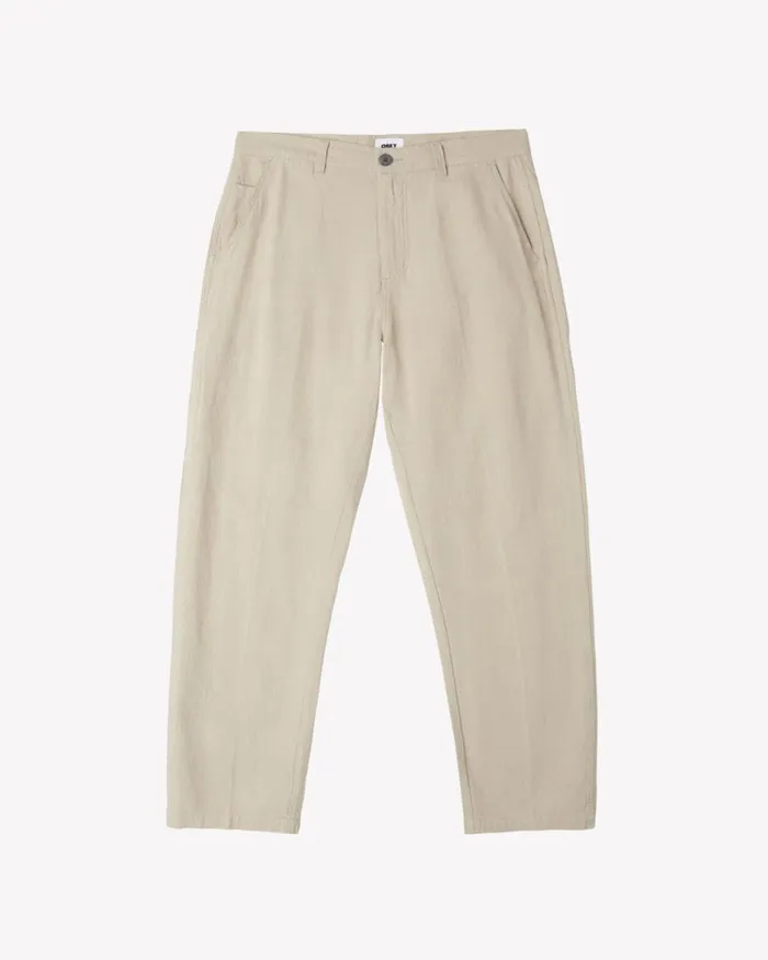 Men HARDWORK LINEN CARPENTER PANT Oatmeal OBEY Clothing BOTTOMS