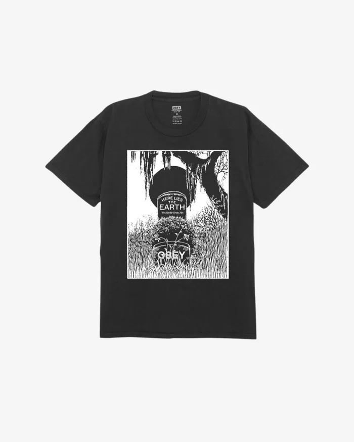 Men HERE LIES THE EARTH PIGMENT TSHIRT Pigment Vintage Black OBEY Clothing BIGWIG Men HERE LIES THE EARTH PIGMENT TSHIRT Pigment Vintage Black OBEY Clothing BIGWIG