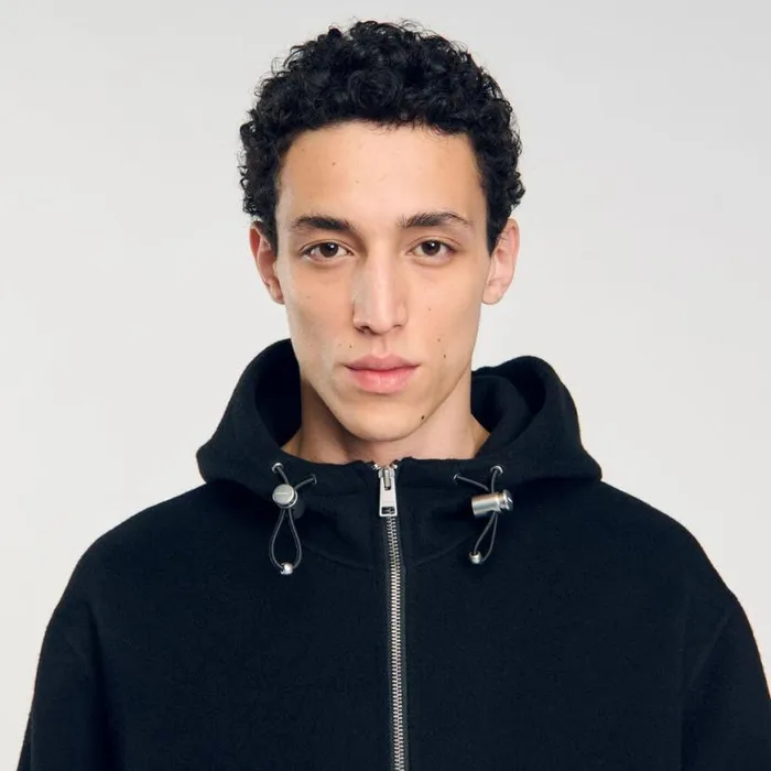 Men Jackets SANDRO Hooded Windcheater Black