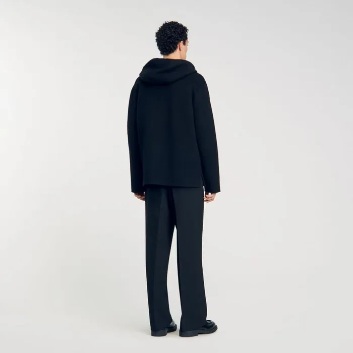 Men Jackets SANDRO Hooded Windcheater Black