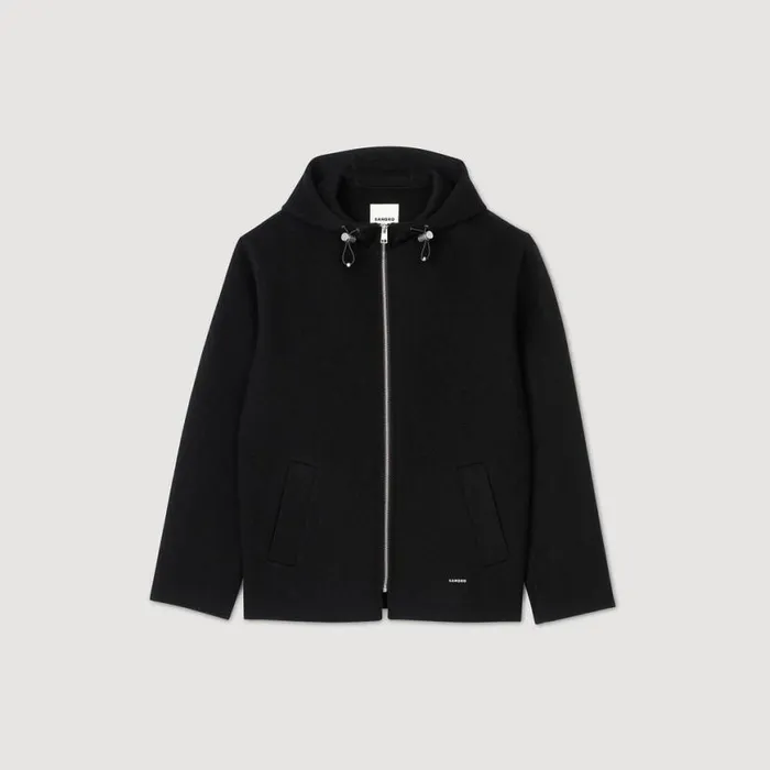 Men Jackets SANDRO Hooded Windcheater Black