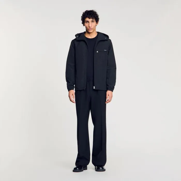Men Jackets SANDRO Nylon Windbreaker Black