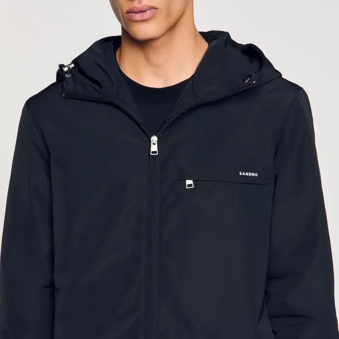 Men Jackets SANDRO Nylon Windbreaker Black