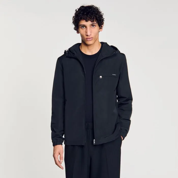 Men Jackets SANDRO Nylon Windbreaker Black