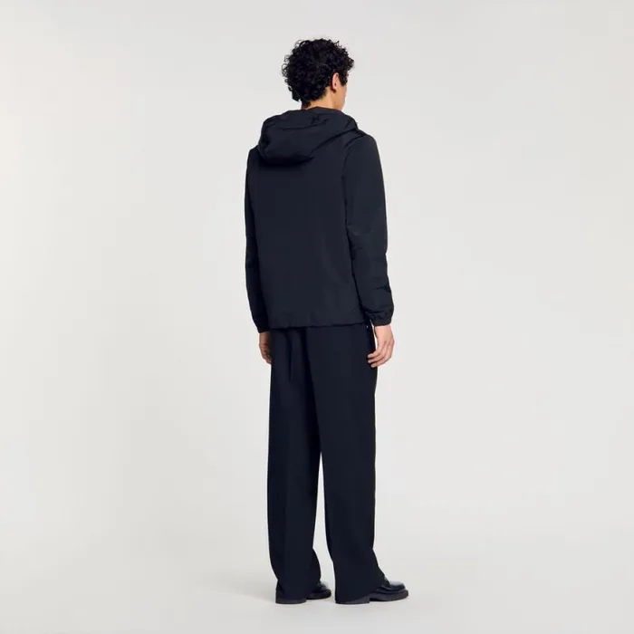 Men Jackets SANDRO Nylon Windbreaker Black